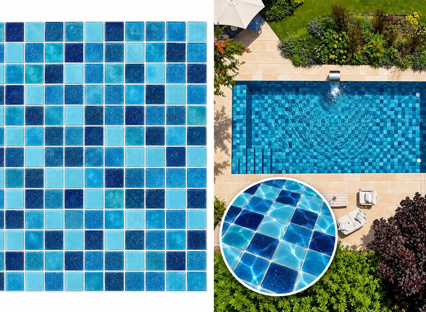 Amostra de vinil para piscina na estampa Azul-2