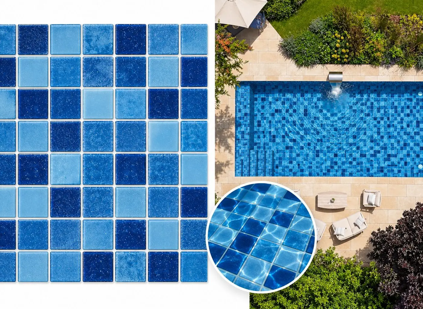 Amostra de vinil para piscina na estampa Azul-3